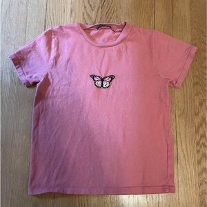 brandy melville butterfly pink top